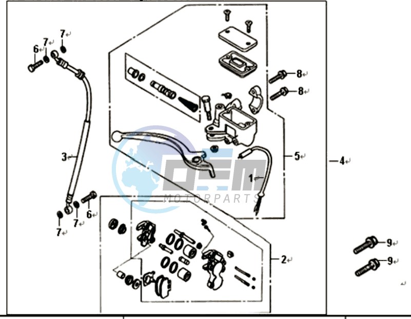 VOORBRAKE CALIPER / BRAKE LEVER /BRAKE LINES