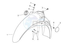 Scarabeo 50 2t e2 (eng. piaggio) drawing Front body VI - Front mudguard