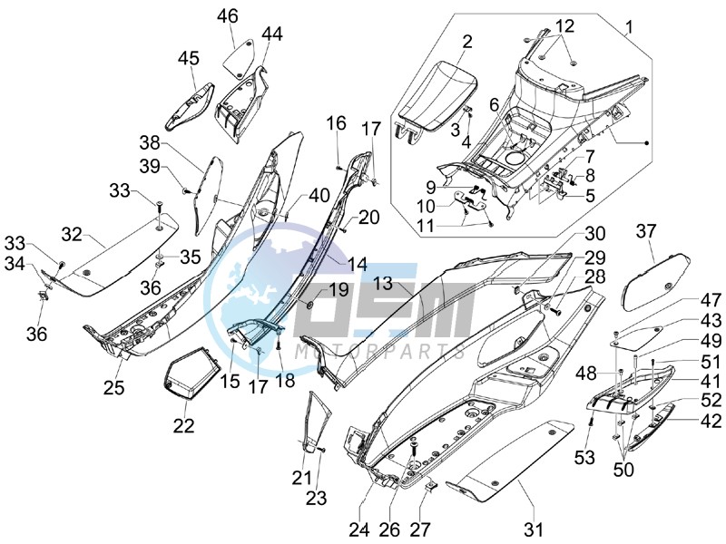 Central cover - Footrests