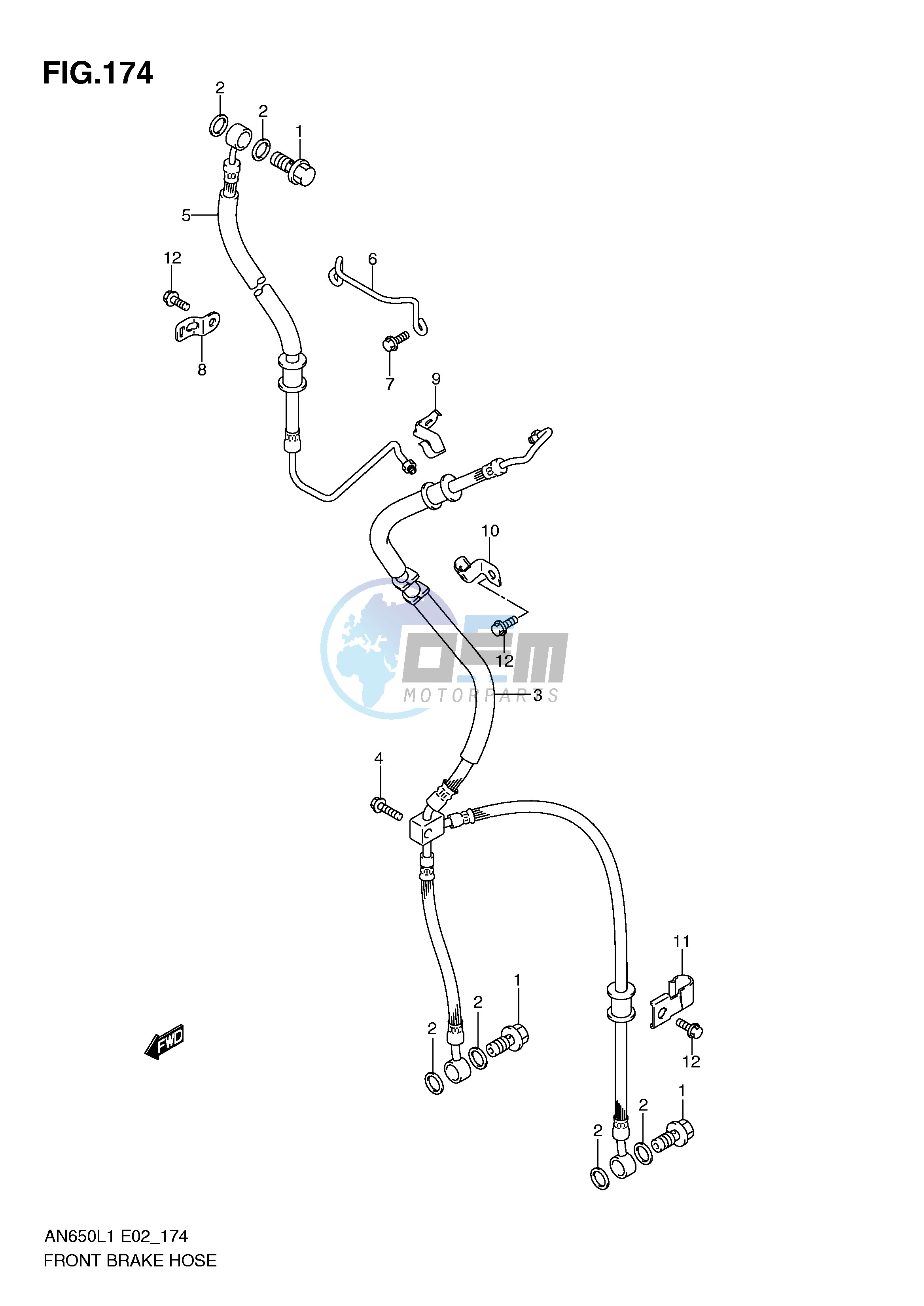 FRONT BRAKE HOSE (AN650AL1 E24)