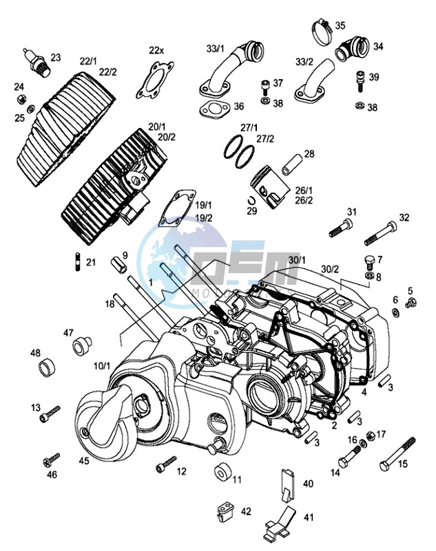 Crankcase-cylinder-piston