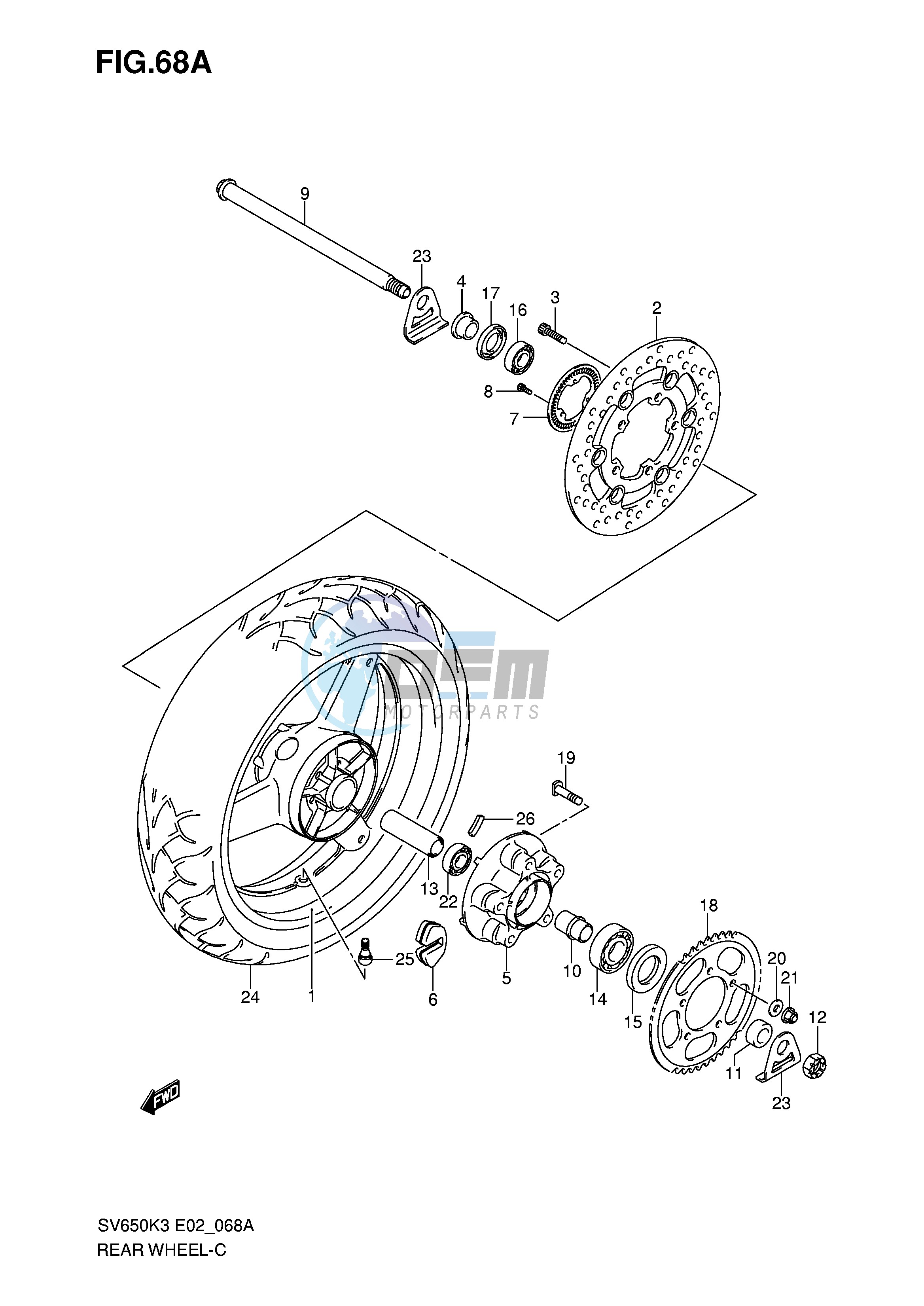 REAR WHEEL (SV650AK7 UAK7 SAK7 SUAK7)