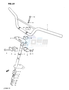 LT125 (E3) drawing HANDLEBAR - STEERING (MODEL D)