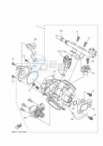 YFM700FWAD GRIZZLY 700 EPS (B4FL) drawing THROTTLE BODY ASSY 1