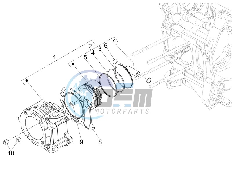 Cylinder-piston-wrist pin unit