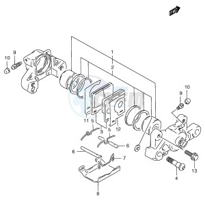 GSF1200 (E2) Bandit drawing REAR CALIPER (GSF1200T V W X Y ST SV SW SX SY)