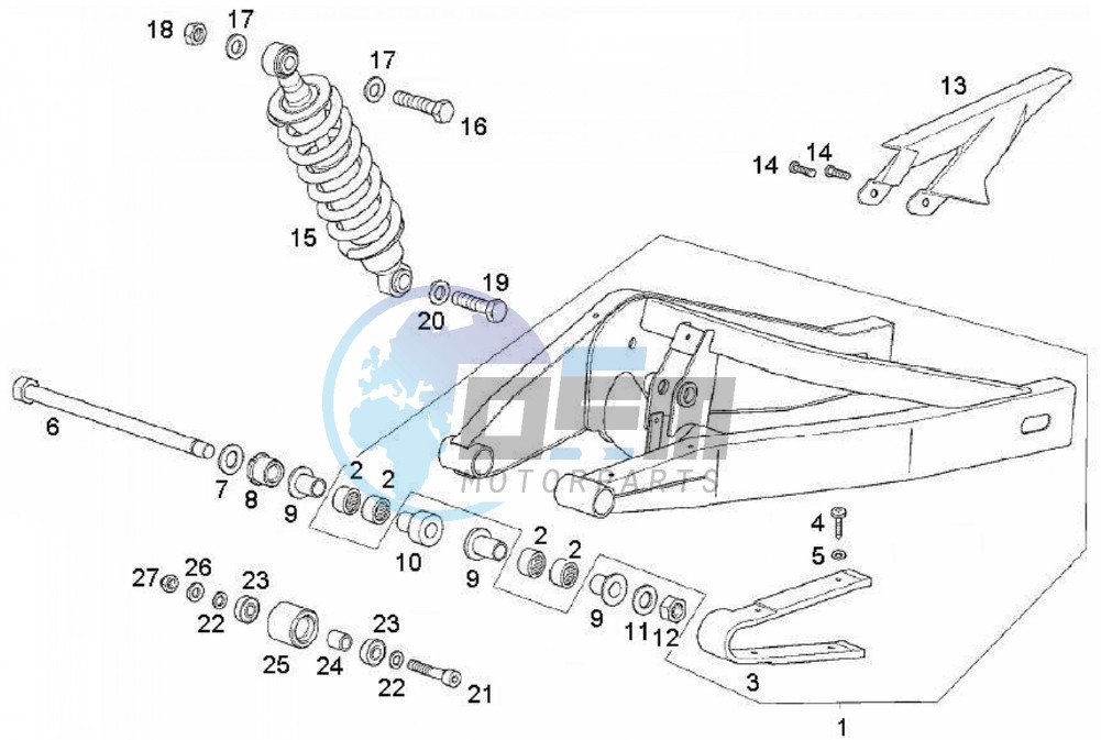 Shock absorber, rear (Positions)