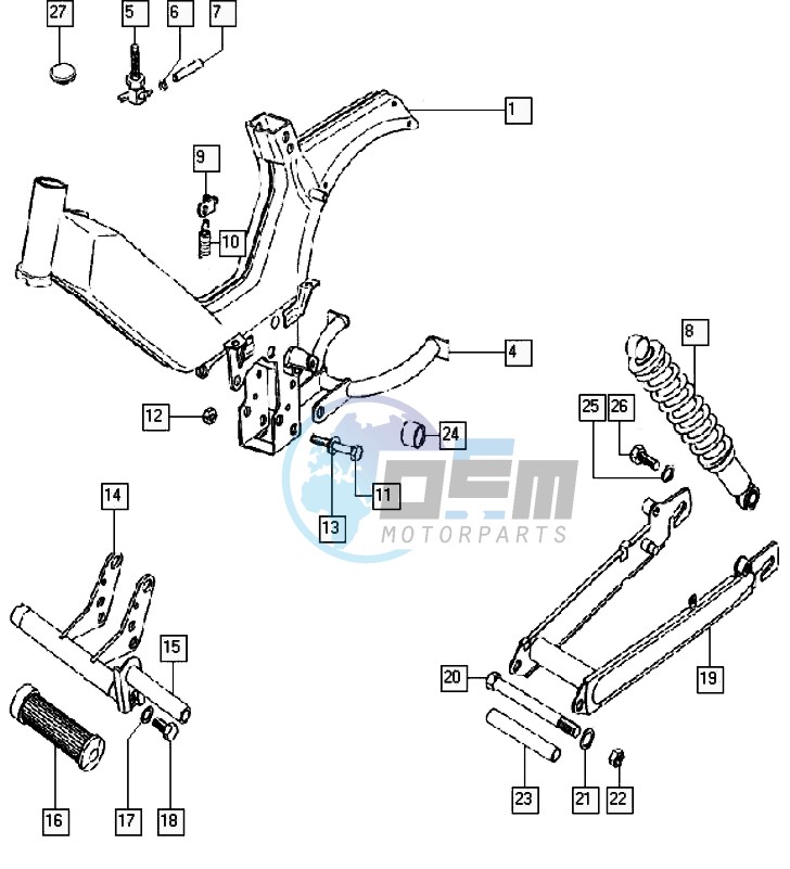 Frame-swinging arm