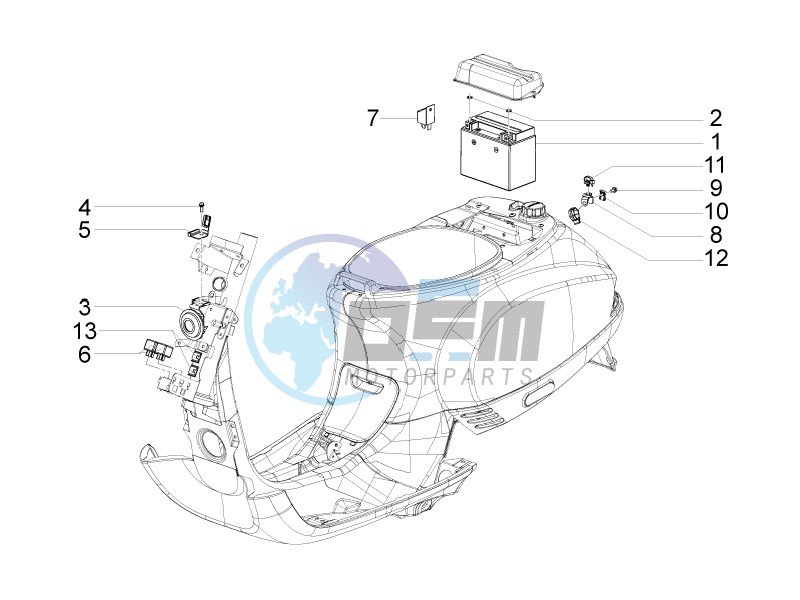 Control switches - Battery - Horn