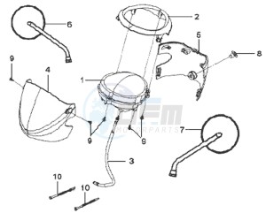 MIO 50 drawing HEAD LIGHT COVER / DASHBOARD / MIRRORS