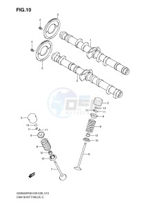 GSX650F (E3-E28) Katana drawing CAM SHAFT - VALVE