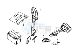 GTS 250 EURO 3 drawing MIRRORS L / R / BATTERY