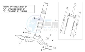 Scarabeo 125-200 e2 (eng. piaggio) drawing Front fork - Stem base