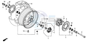 CB600F2 CB600F drawing REAR WHEEL