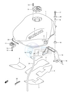 GSX600F (E2) Katana drawing FUEL TANK (MODEL K2 K3)