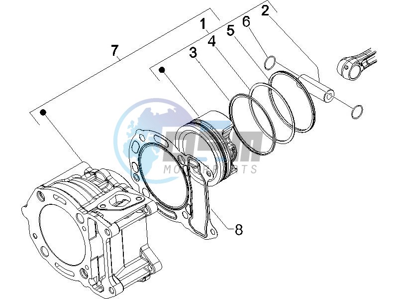 Cylinder - Piston - Wrist pin unit