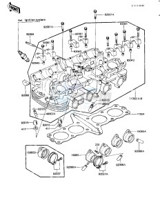 KZ 650 H[CSR] (H1-H2) [CSR] drawing CYLINDER HEAD -- 81-82 H1_H2- -