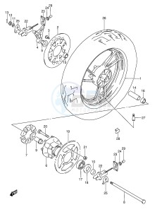 GSX600F (E2) Katana drawing REAR WHEEL (MODEL J)