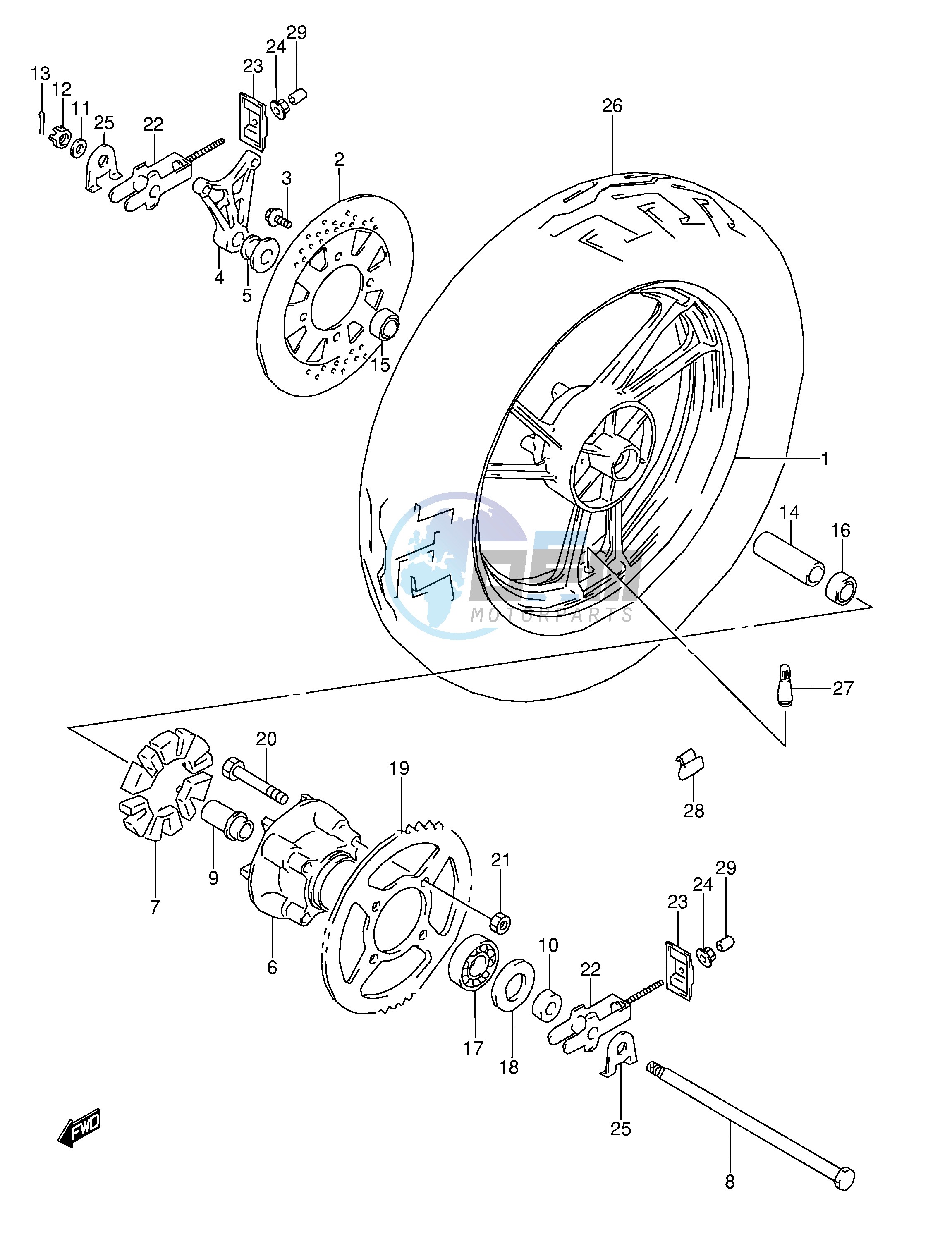 REAR WHEEL (MODEL J)