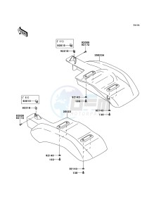 MULE_600 KAF400BDF EU drawing Rear Fender(s)