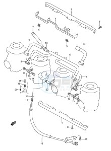 GSX-R1100W (E28) drawing CARBURETOR FITTINGS (MODEL P R S T)