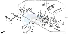 VFR750F drawing REAR BRAKE CALIPER