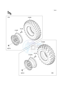 KVF 650 H [BRUTE FORCE 650 4X4I] (H7F-H8F) H7F drawing WHEELS_TIRES