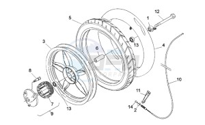 Scarabeo 50 2t (eng. Minarelli) drawing Front wheel - drum brake