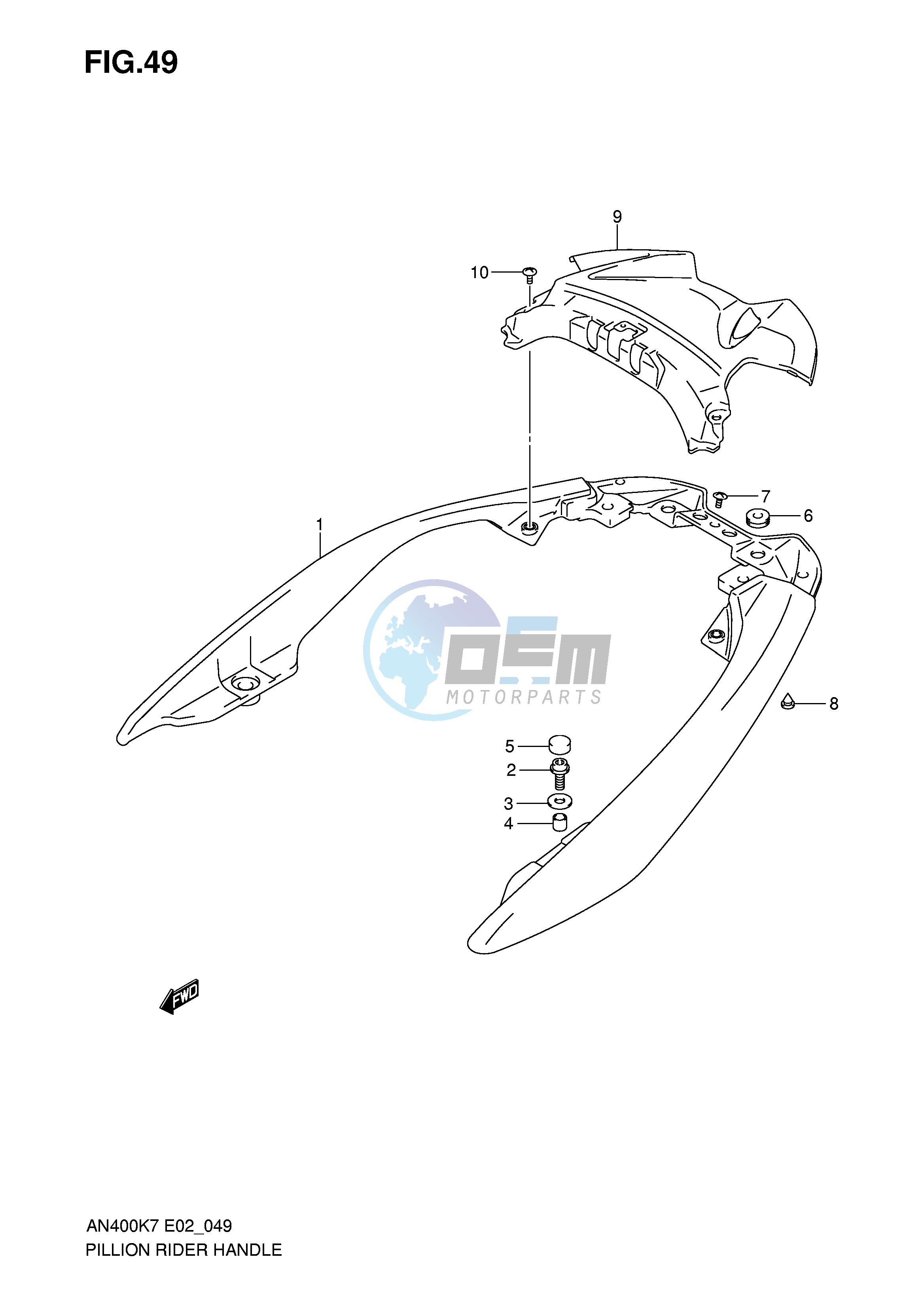 PILLION RIDER HANDLE (AN400K7 K8 K9 AK9 L0 AL0)