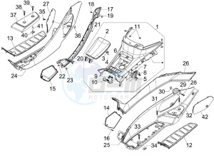 MP3 300 4t 4v ie lt ibrido drawing Central cover - Footrests