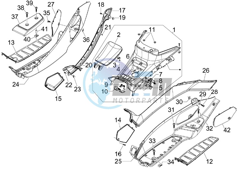 Central cover - Footrests