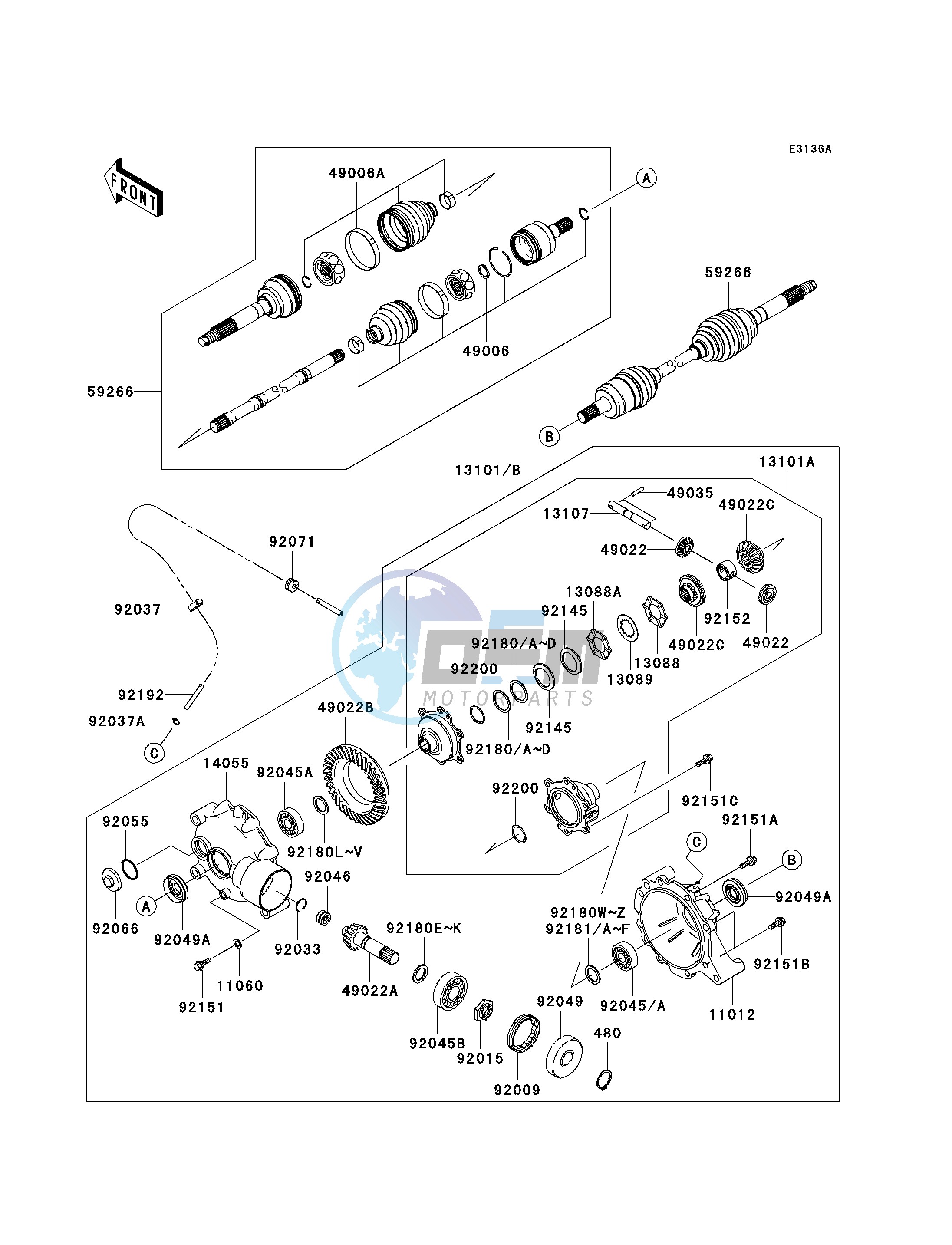 DRIVE SHAFT-FRONT-- JK1AFEA1 9B547192-- -