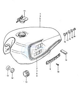 GSX1100 (T-X) drawing FUEL TANK (GSX1100X EX : 24L)