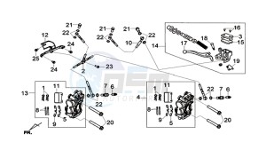 MAXSYM 600 I ABS EXECUTIVE (LX60A3-EU) (E4) (L7-M0) drawing BRAKE CALIPER VOOR / BRAKE LEVER / BRAKE LINE