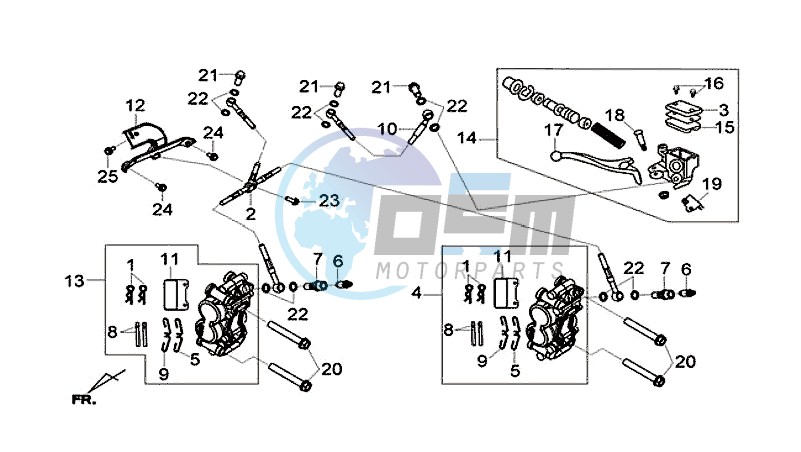 BRAKE CALIPER VOOR / BRAKE LEVER / BRAKE LINE