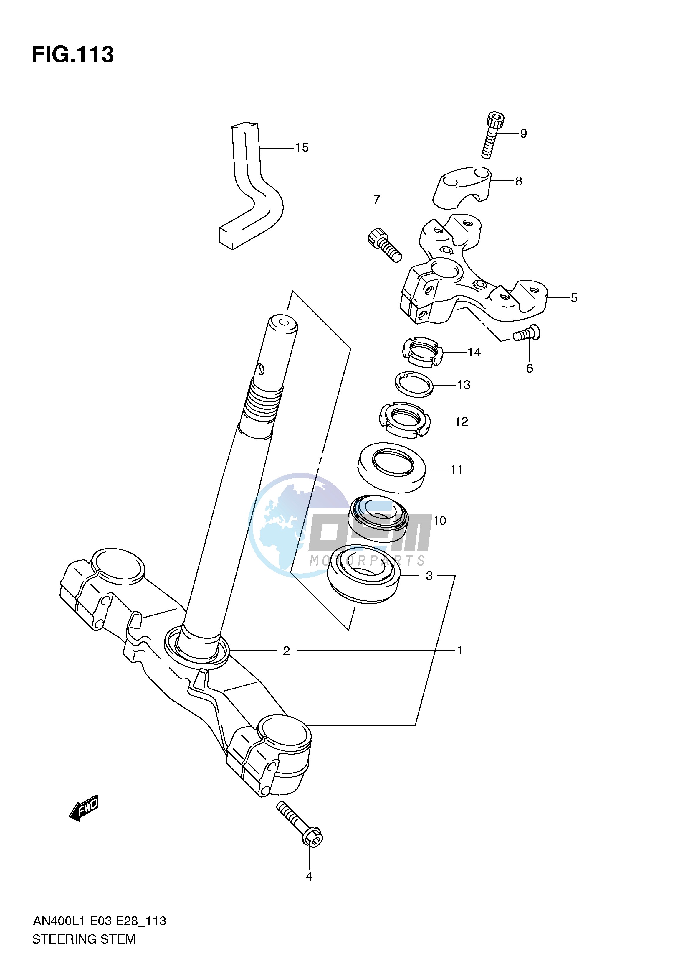 STEERING STEM (AN400ZAL1 E28)