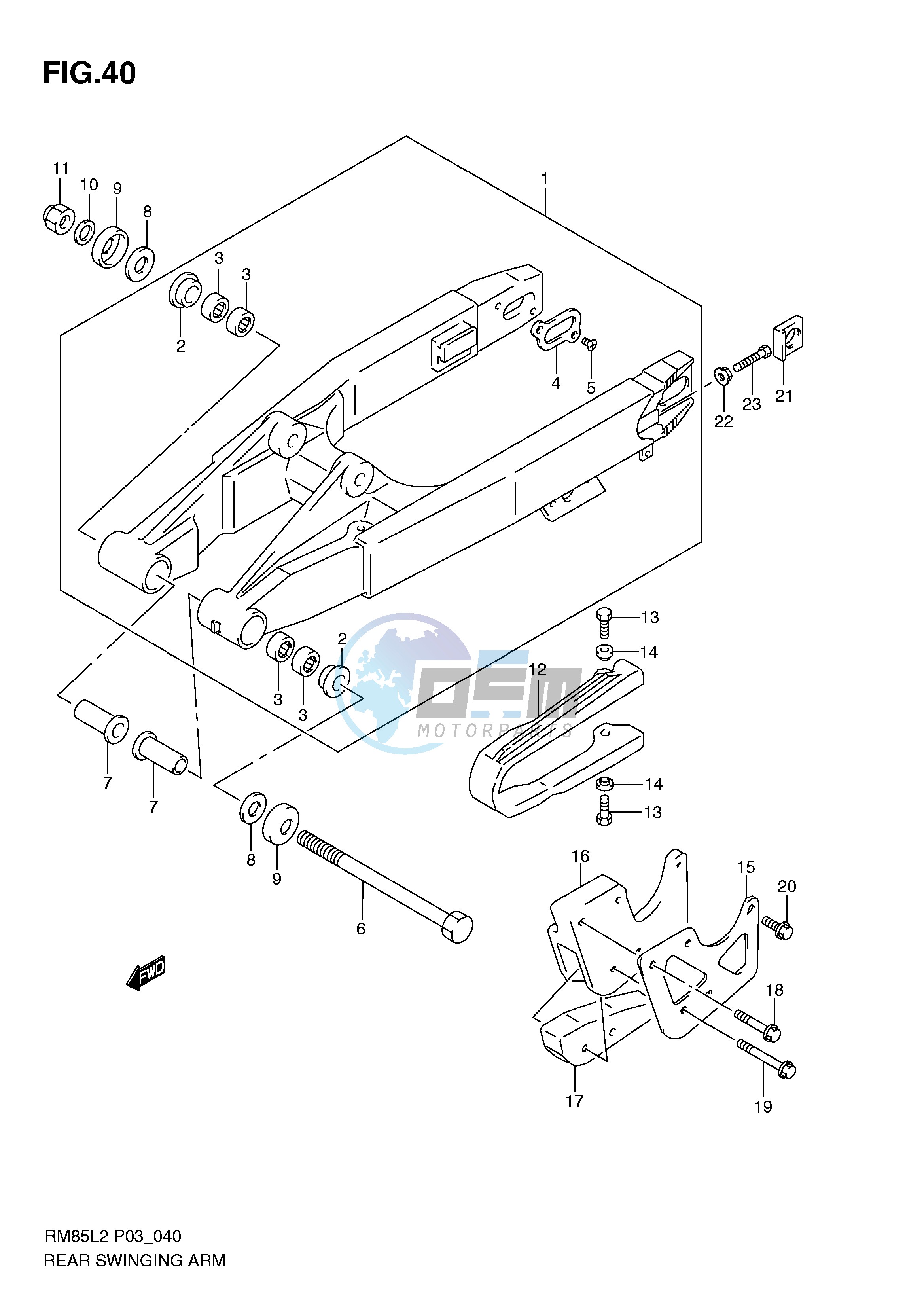 REAR SWINGING ARM (RM85LL2 P03)