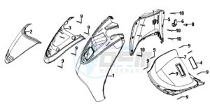 ALLO 50 45 KM/H L6 drawing FR PLATE / INNER PROTECTOR / INDICATORS