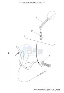 YFM700FWBD KODIAK 700 EPS (B5KJ) drawing WVTA HANDLE SWITCH, CABLE