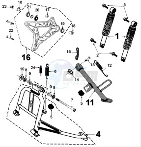 Tweet 125 V drawing REAR SHOCK AND STAND