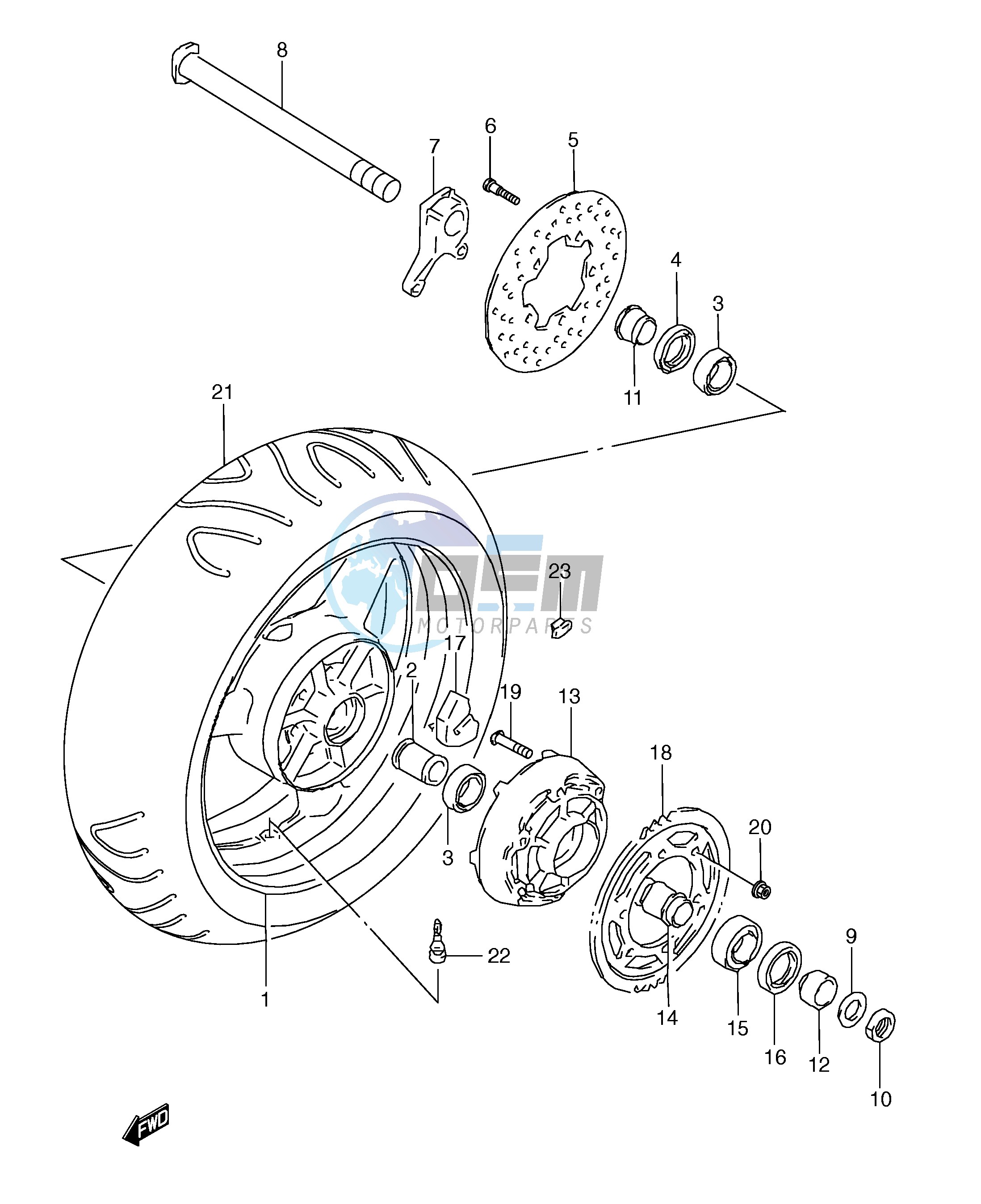 REAR WHEEL (MODEL V W X)