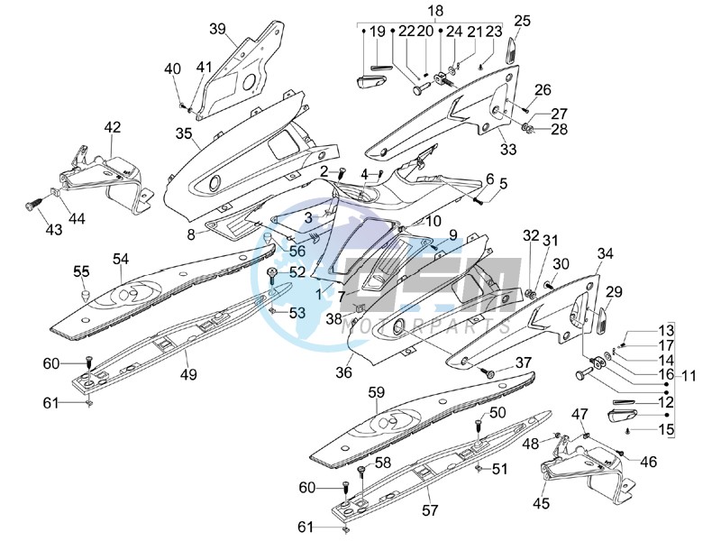 Central cover - Footrests