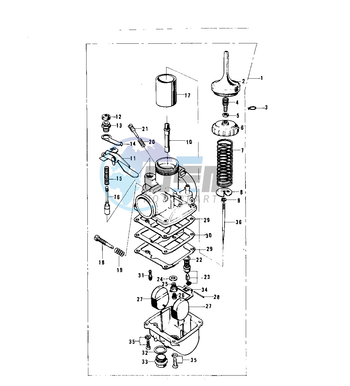 CARBURETOR -- 74 KX 450- -