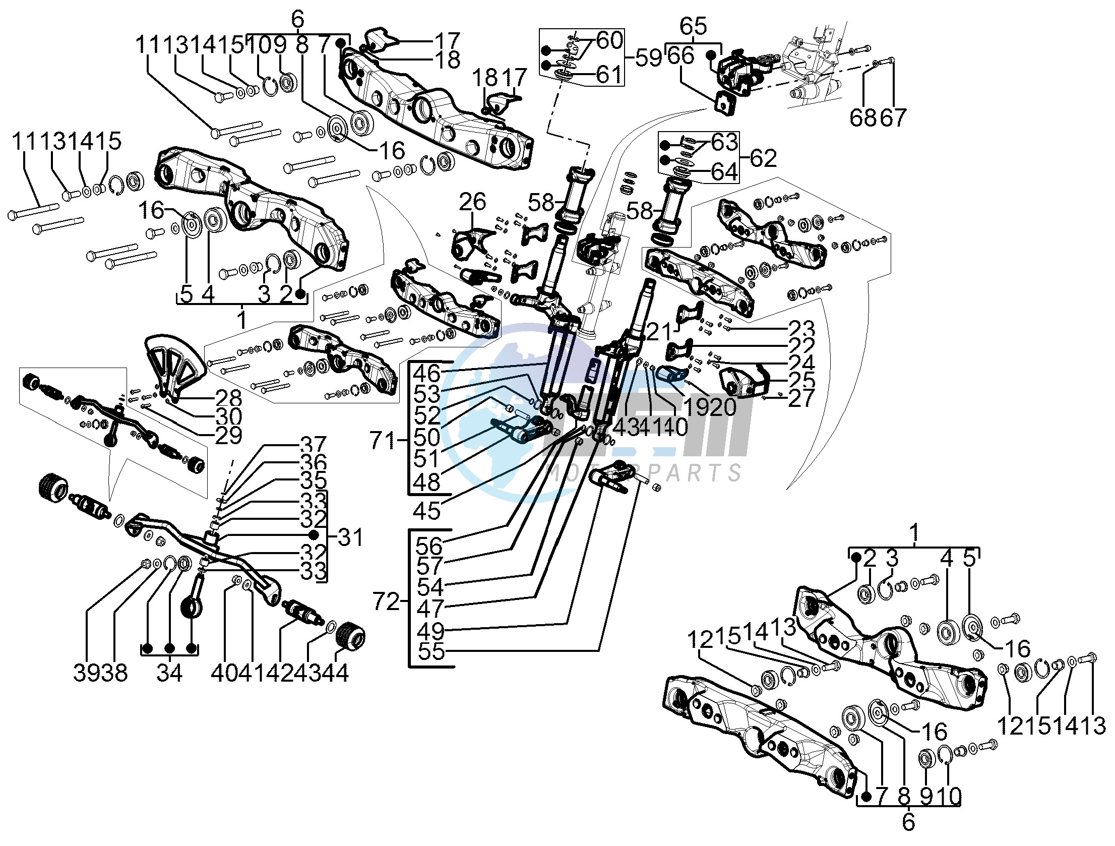 Front fork components (Mingxing)