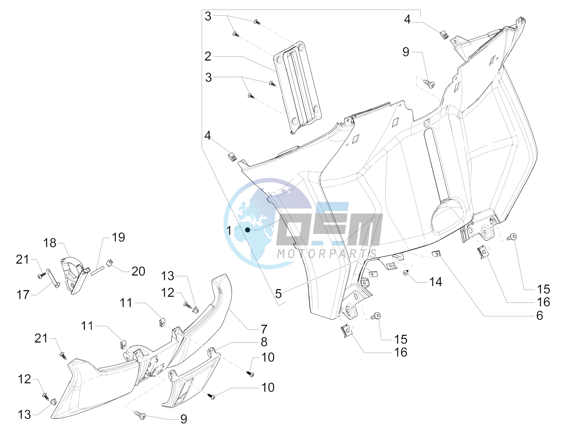 Front glove-box - Knee-guard panel