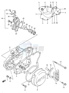 RM125 (E28) drawing CRANKCASE COVER- WATER PUMP (MODEL K)