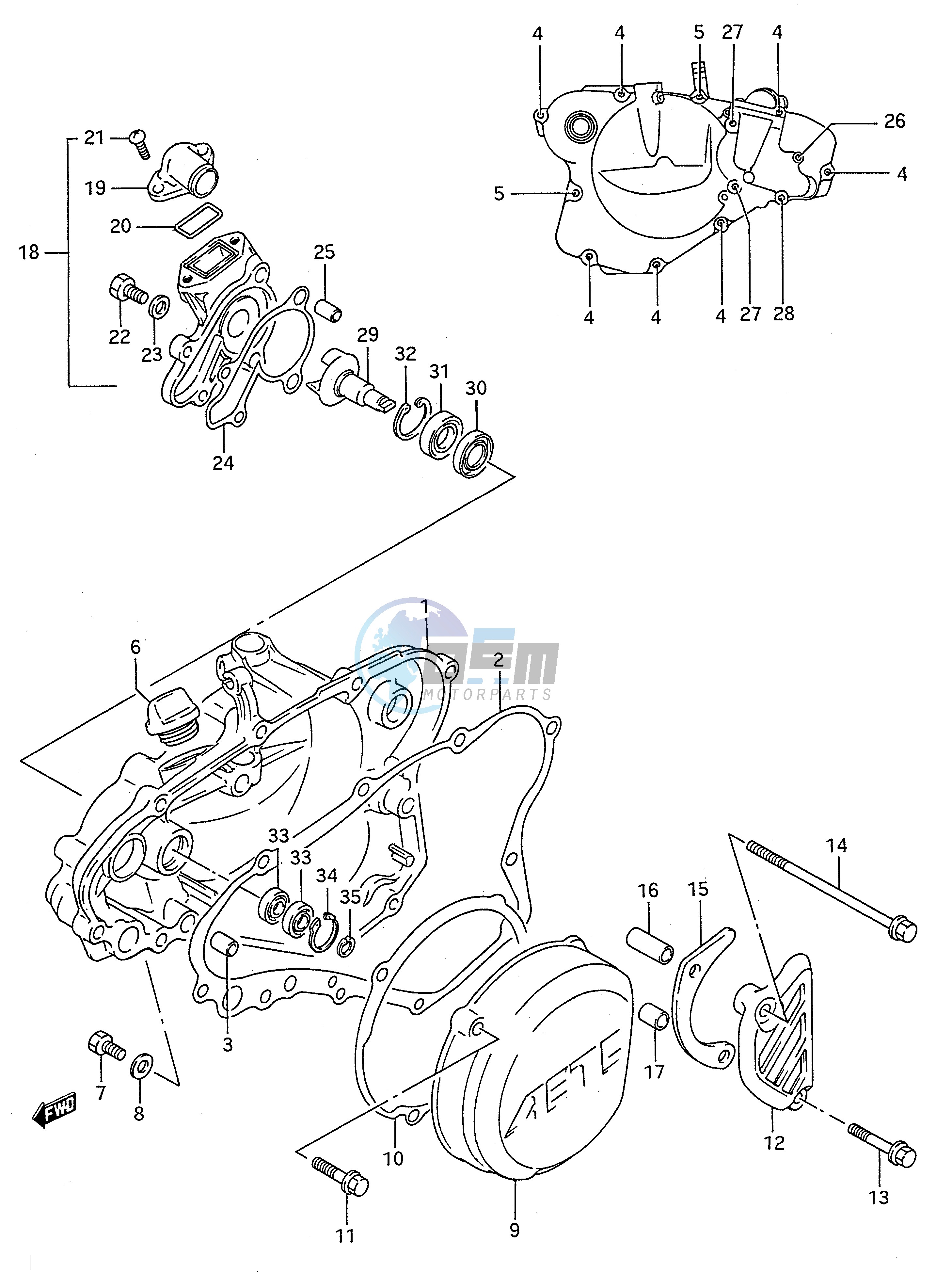 CRANKCASE COVER- WATER PUMP (MODEL K)