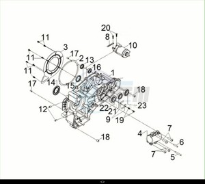 MAXSYM TL 508 (TL50W2-EU) (M2) drawing R. CRANK CASE / MAXSYM TL 508 (TL50W2-EU) (M2)