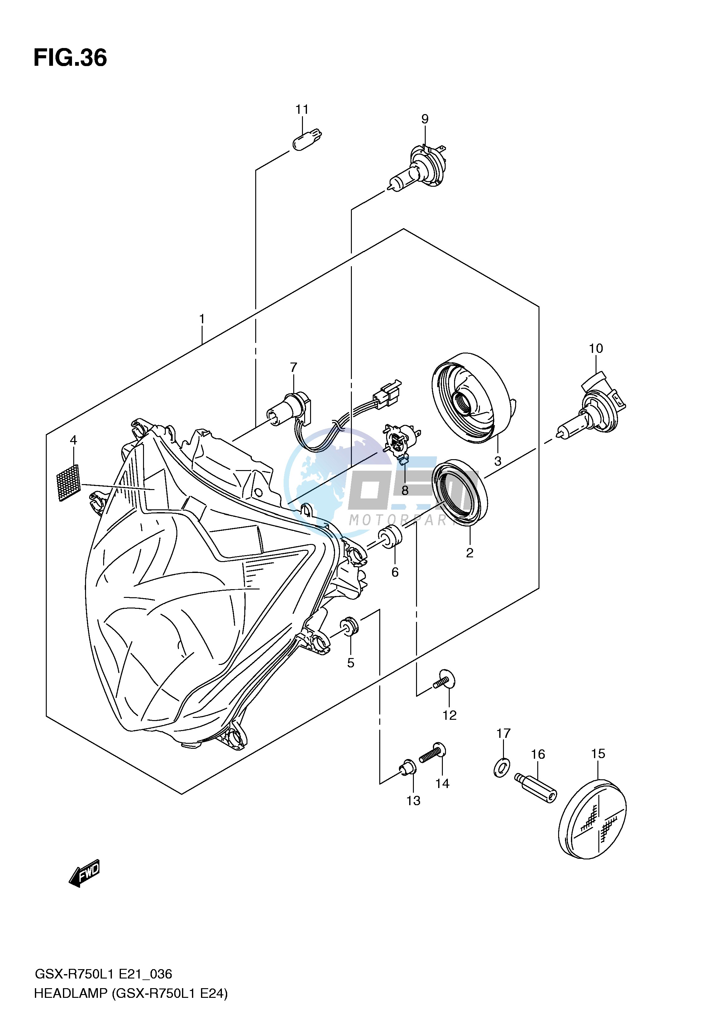 HEADLAMP (GSX-R750L1 E24)