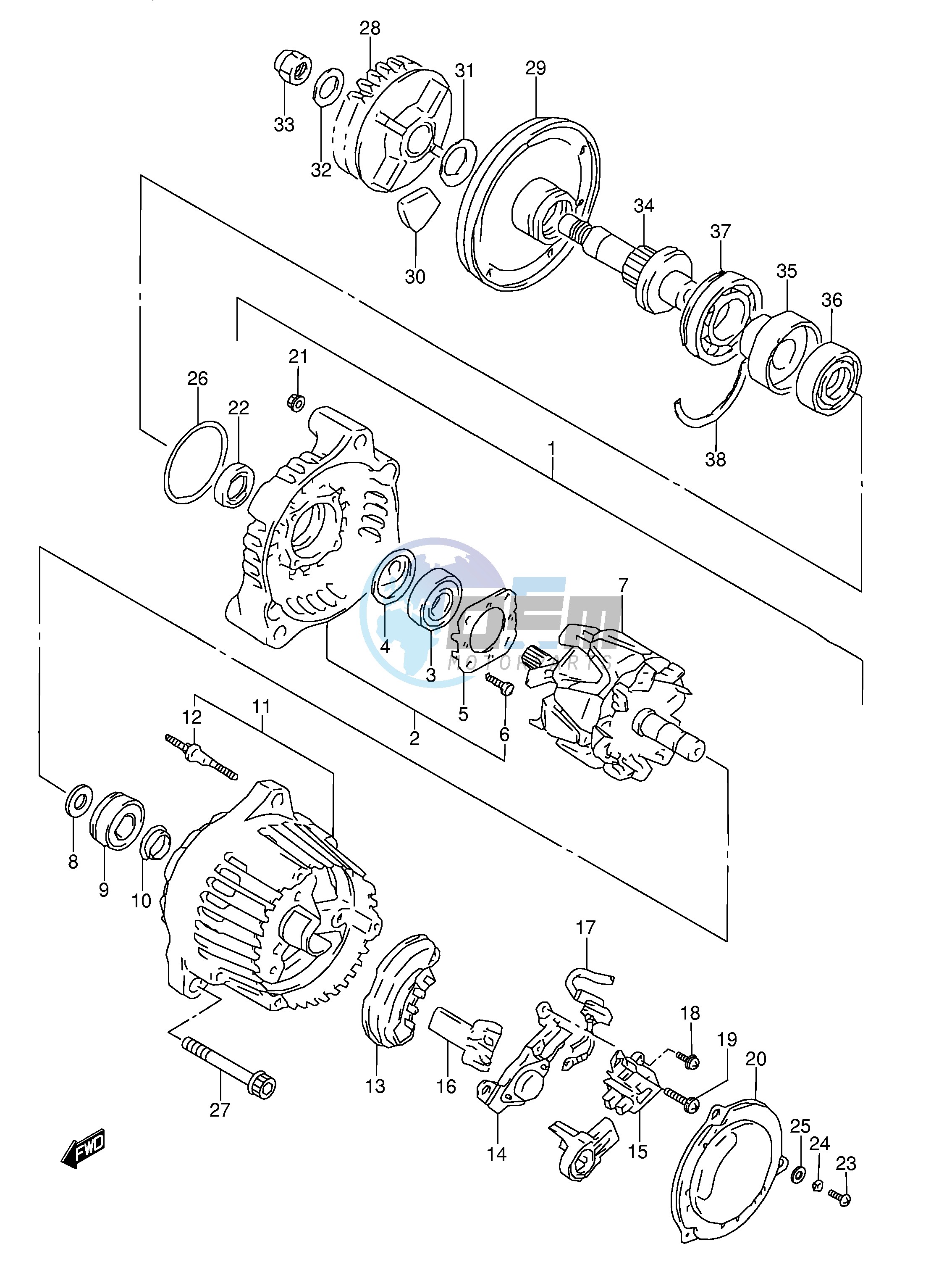 ALTERNATOR (MODEL S T V W)